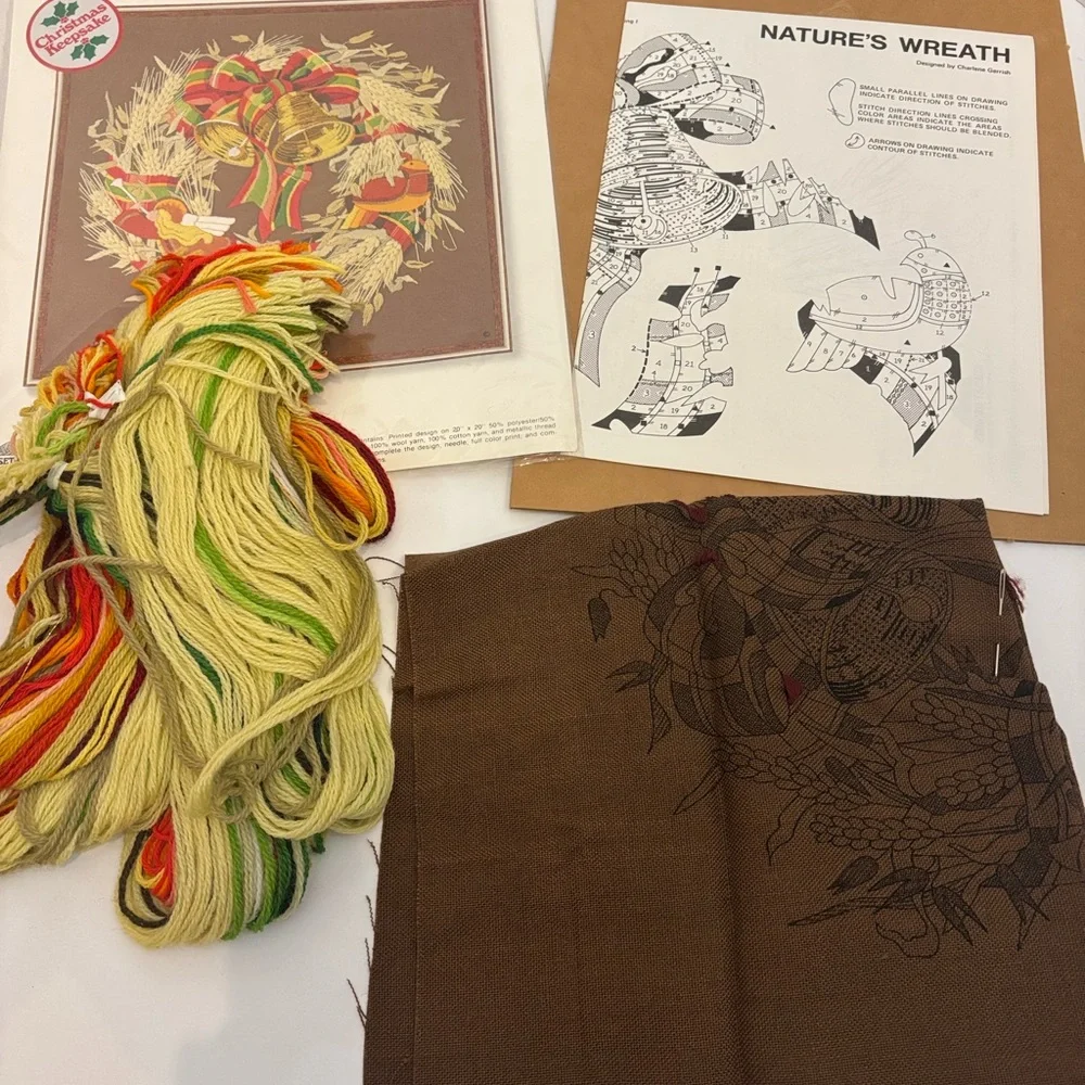 Vintage Sunset Stitchery Christmas Wreath Cross Stitch Kit-Nature’s Wreath
